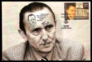 Tarjeta máxima de la emisión celebrando el centenario del nacimiento en Guadalajara de Antonio Buero Vallejo.