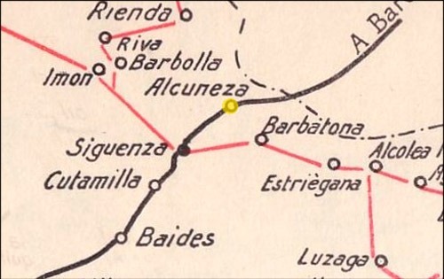 Mapa postal de Alcuneza de 1933.