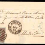 Carta de Atienza a Madrid de 1855 con Fechador 1854 de Atienza y matasellos Parrilla.