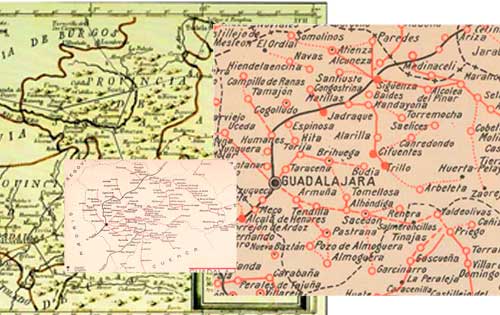 Montaje con mapas postales de Guadalajara.